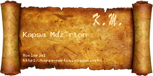Kapsa Márton névjegykártya